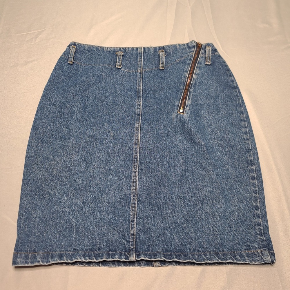 Palm Club Denim Mini Skirt Womens 29 Blue Side Zipper Vintage 90s High Waisted